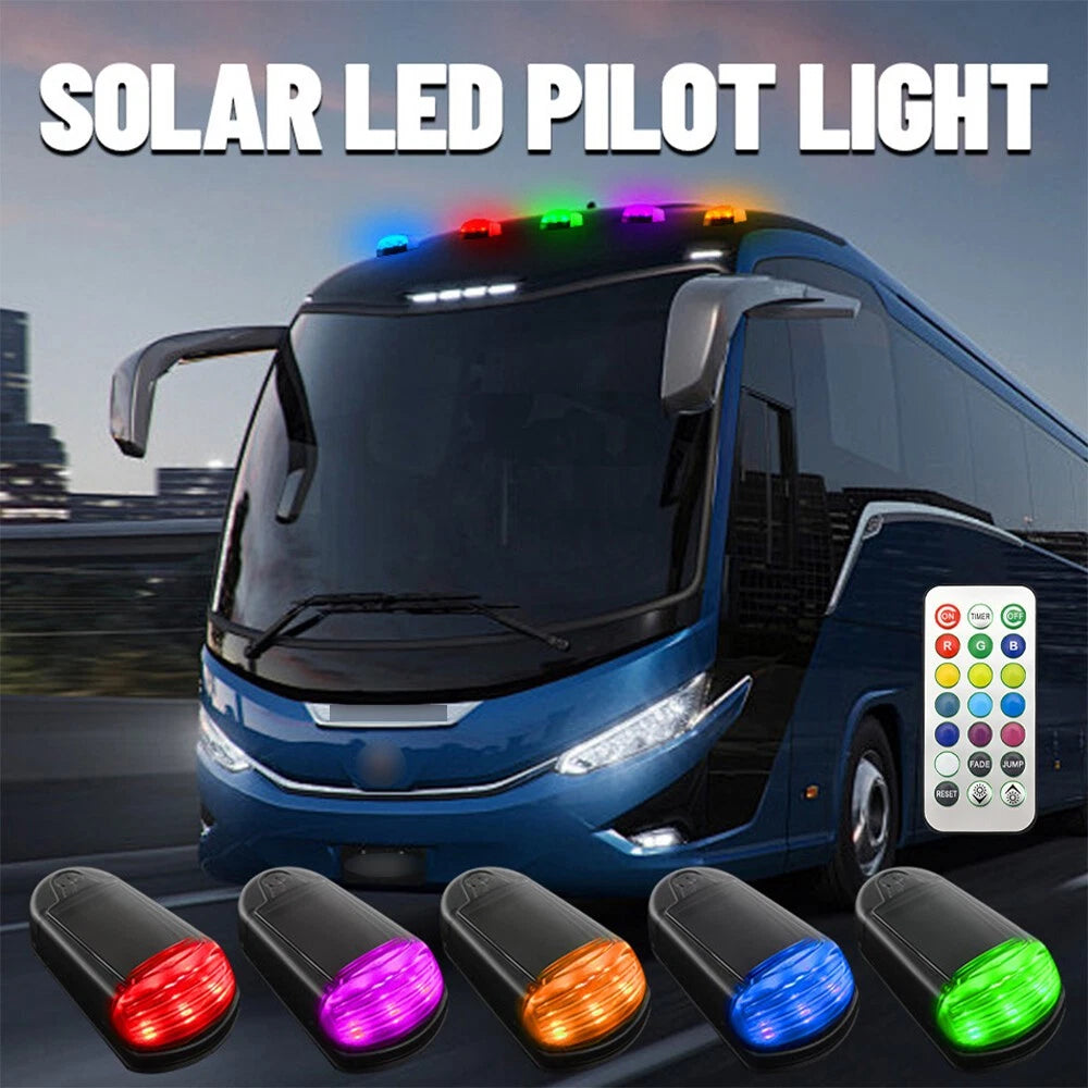5pcs LED Solar Powered Cab Lights for Truck Trailers Pickup (w/Remote)