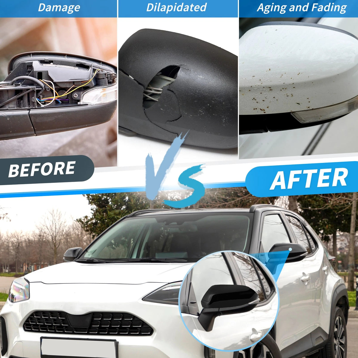 1Pc Glossy Black Left Side Mirror Cap for Toyota Tundra Sequoia (2022–2025)
