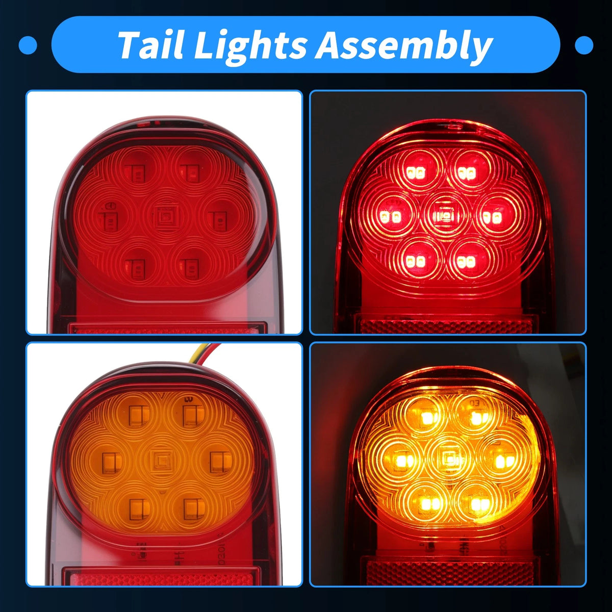 Set of 2 Rear Lights for (12V, ABS, Yellow Red)
