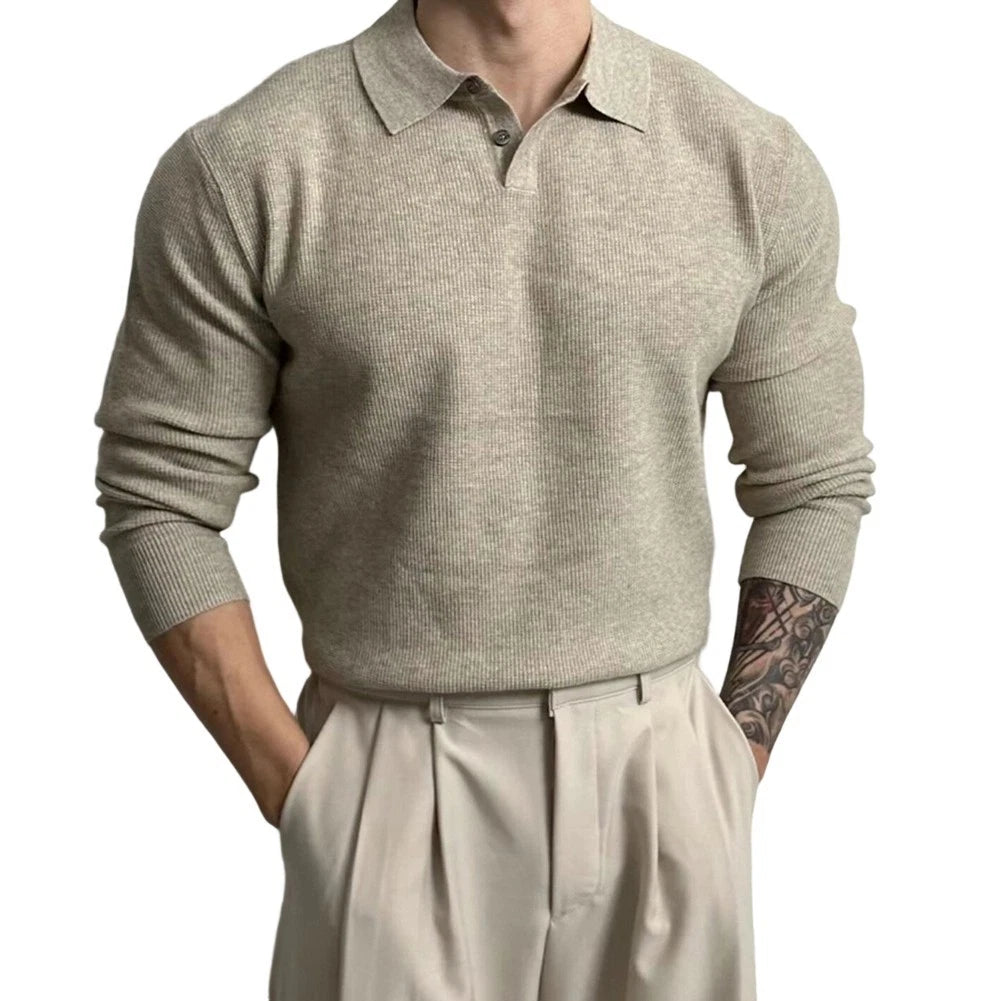Set of 2 Solid Color Knitted Pullover Sweaters for Polo