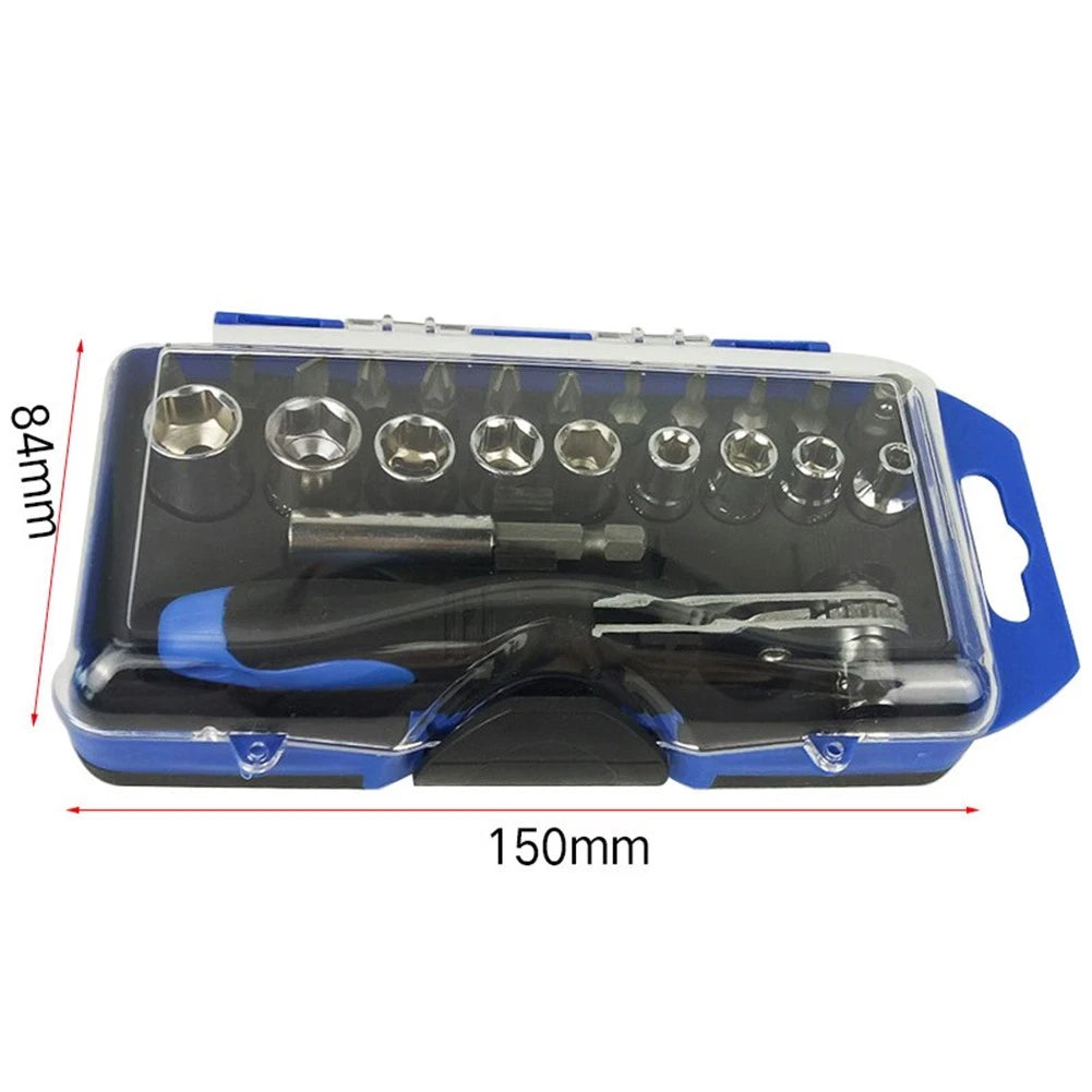 Ratchet Wrench Set with Slotted & Cross Screwdriver Bits
