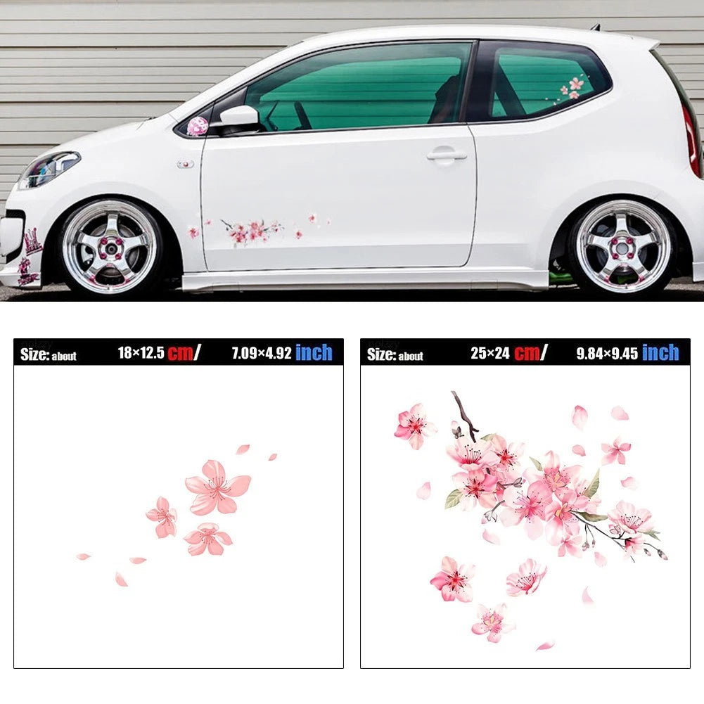 Vinyl Car Sticker Decal for Windshield Bumper (Pink Cherry-Blossom)