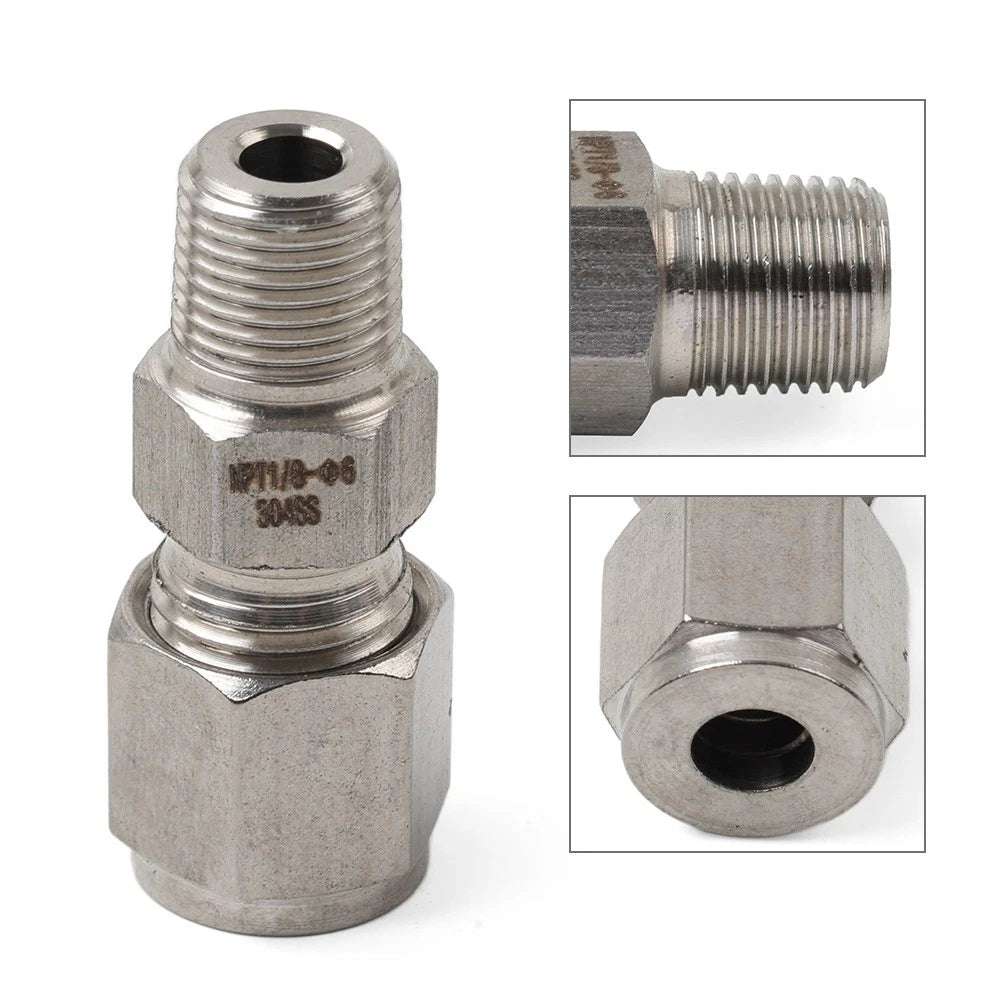 Compression Fitting 1/8" NPT 6mm OD Stainless Steel Double Ferrule