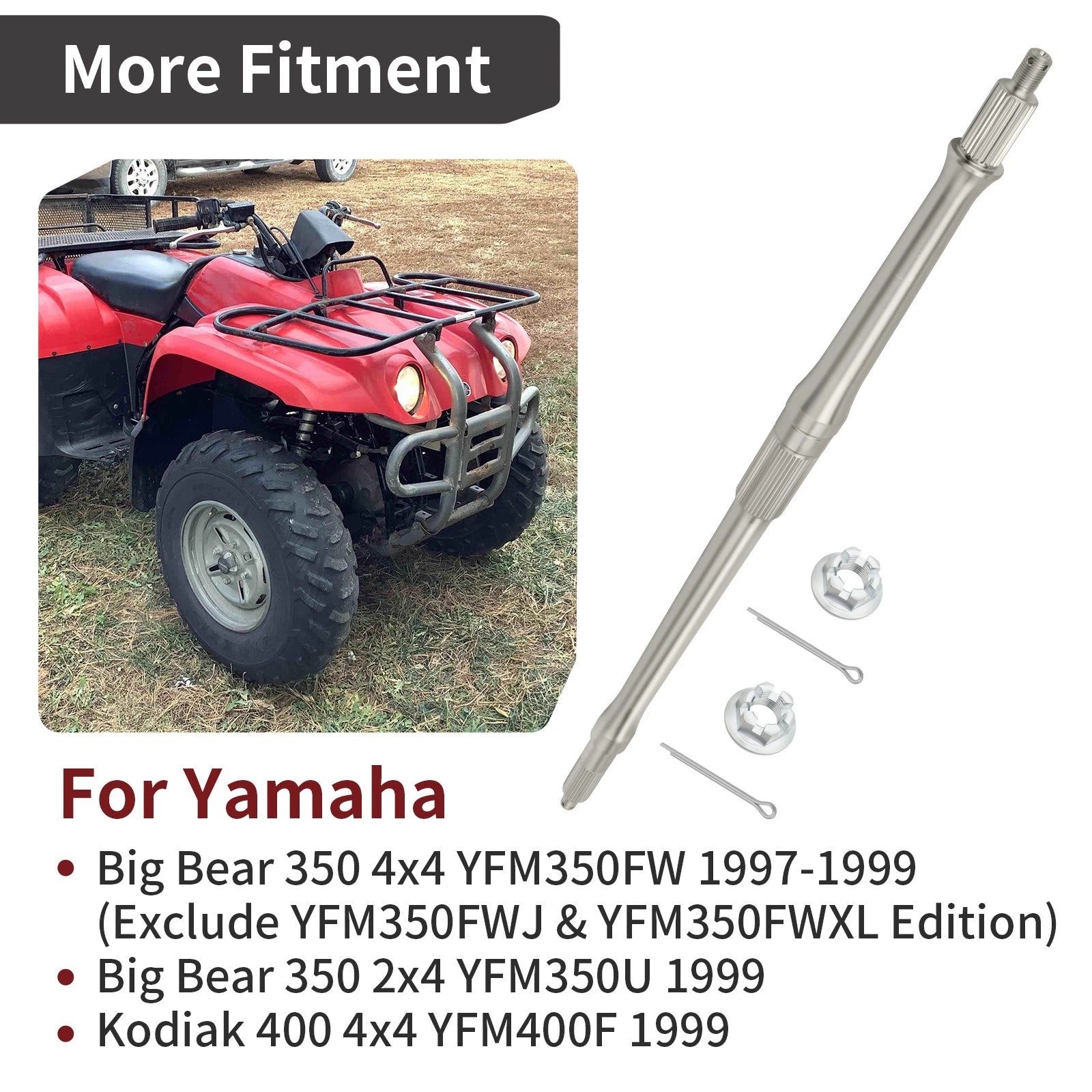 Rear Axle Shaft for Yamaha Big Bear 350 YFM350FW 4x4 (1997–1999) YFM350U 2x4 (1999)