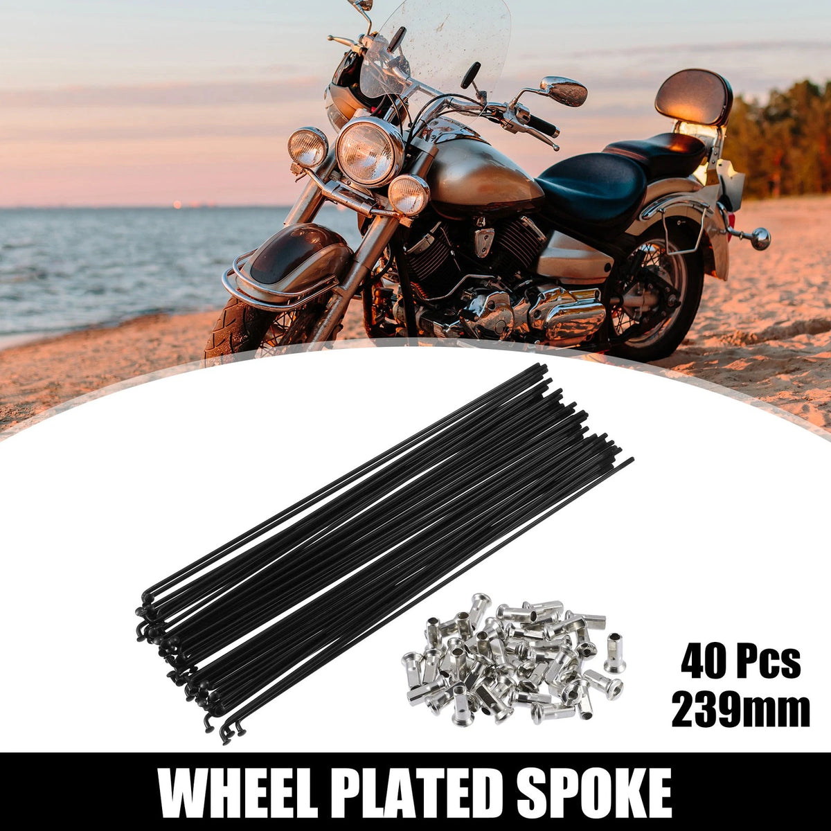 Bike Spokes 12G Carbon Steel Replacement Kit with Nipples for Bicycle (239mm)