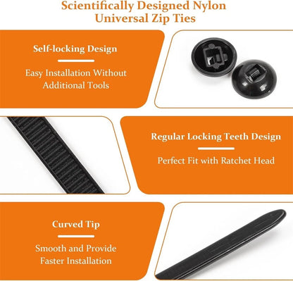 150 Pcs Nylon Cable Tie Buckles with Pin & Button Design for Universal Use