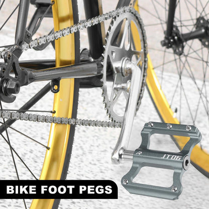 Rear Foot Pegs Pair Aluminum Alloy for Fit 9/16 Axle MTB (Titanium Tone)