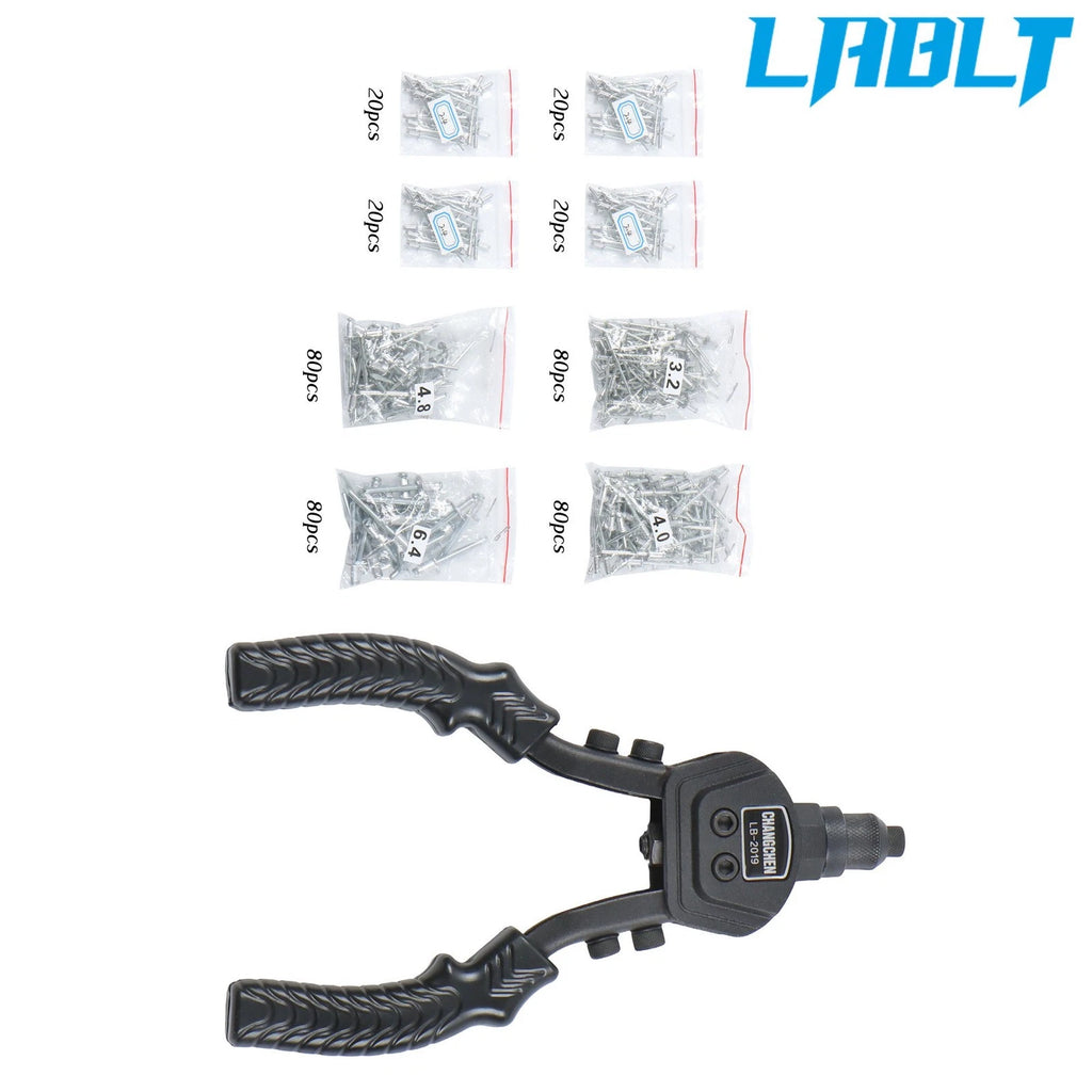 Riveting Gun Tool Set for LABLT (9.5") - 400 Rivets, 5 Size Heads