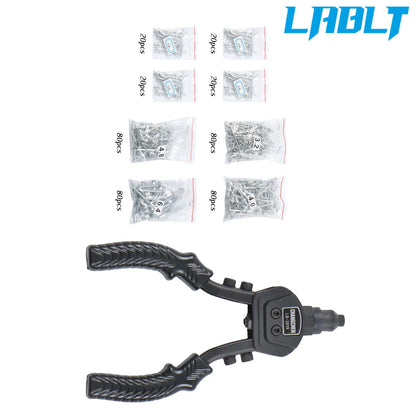 Riveting Gun Tool Set for LABLT (9.5") - 400 Rivets, 5 Size Heads
