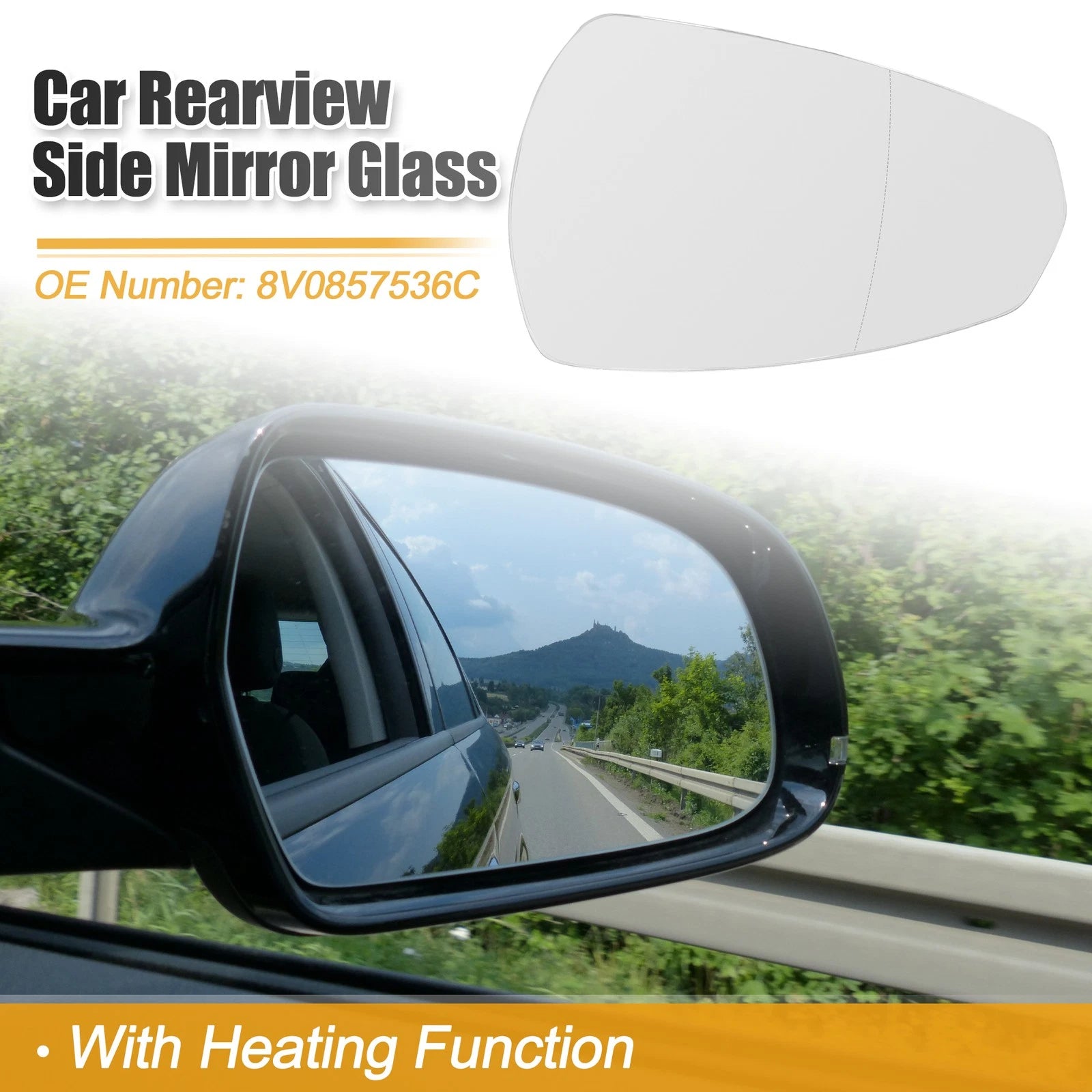 Right Side Rearview Mirror Glass Heated Replacement for Audi A3 S3 (2008–2014)