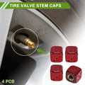 Tire Valve Stem Caps Replacement for Bicycle Red Dust Covers (4 Pcs)