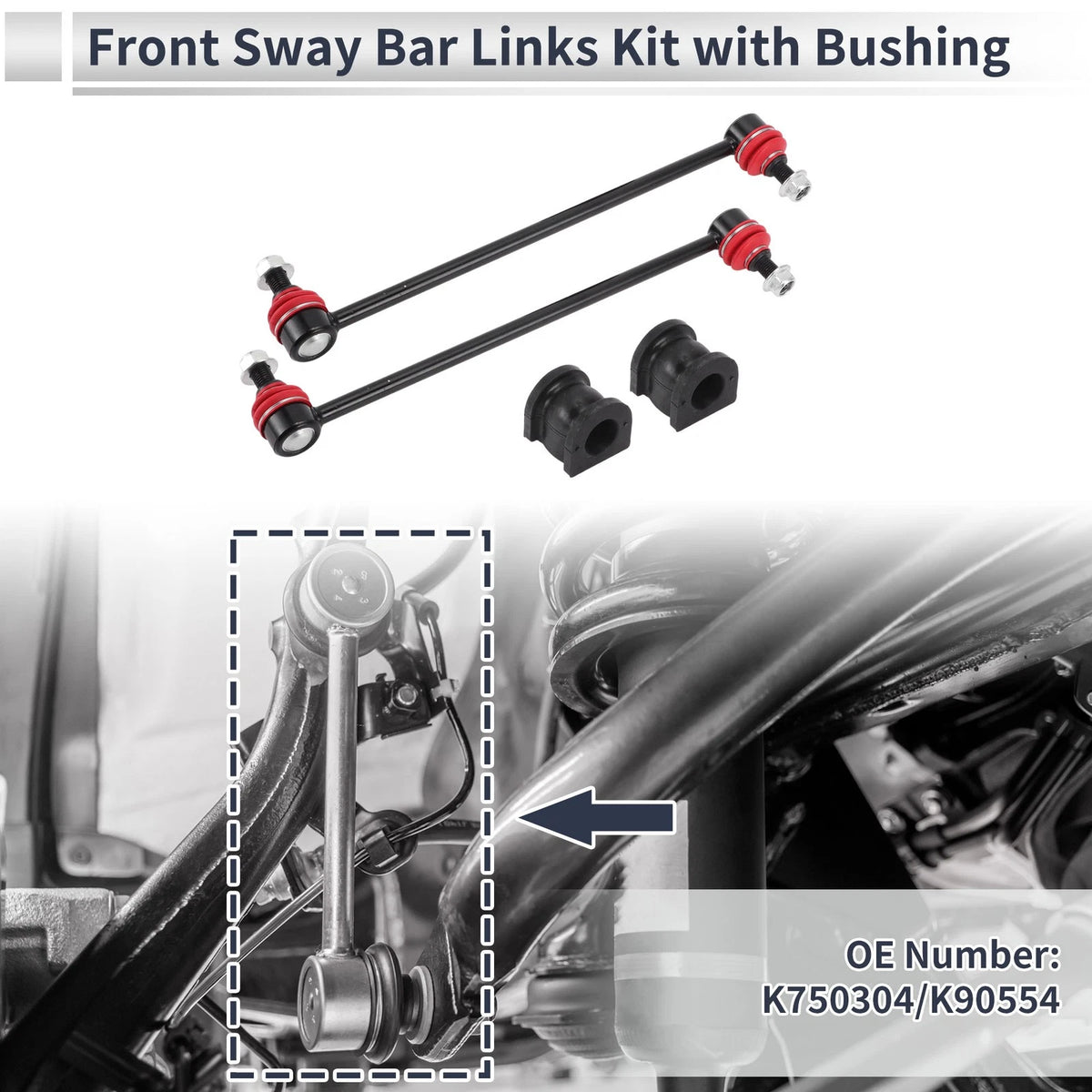 Front Stabilizer Bar Links with 2 Bushings for Honda Odyssey (1999–2004)