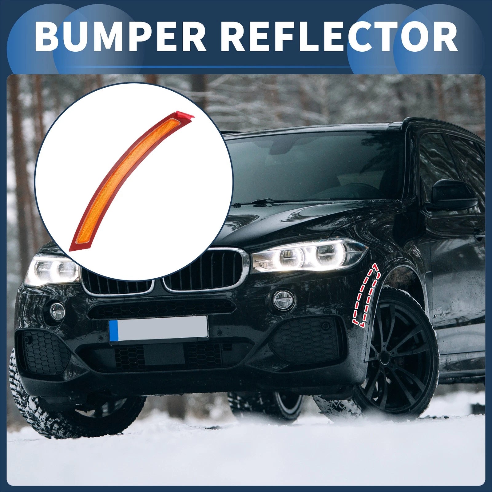 Bumper Reflector Replacement for BMW X5 (2014–2018) Front Left Red Yellow