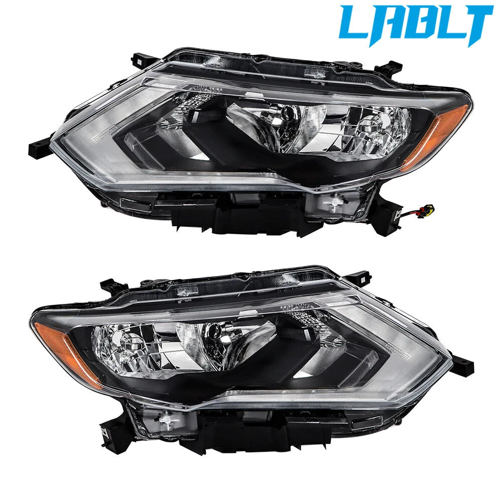 LABLT Pair Headlights for Nissan Rogue (2017–2019) - Clear Halogen