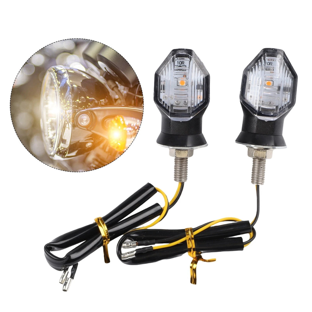 2X LED Amber Turn Signal Indicator Blinker Lights for Motorcycle