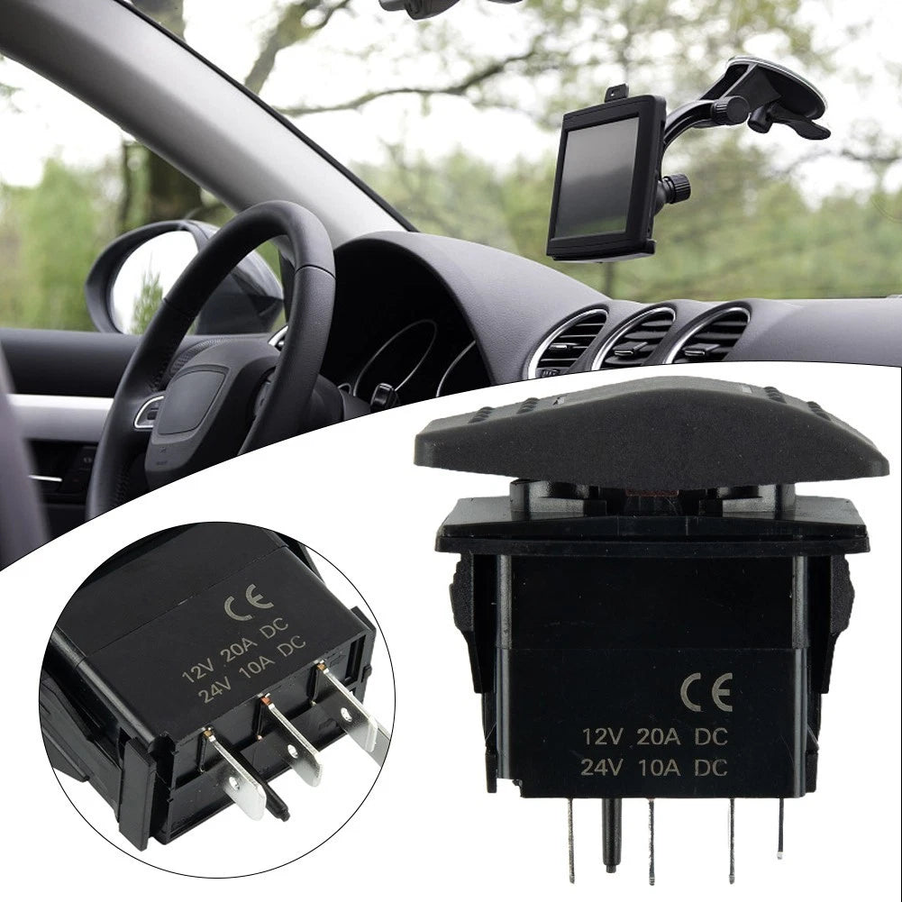 1pc 7Pin DPDT Rocker Switch for Boat 12V 20A Red LED Light