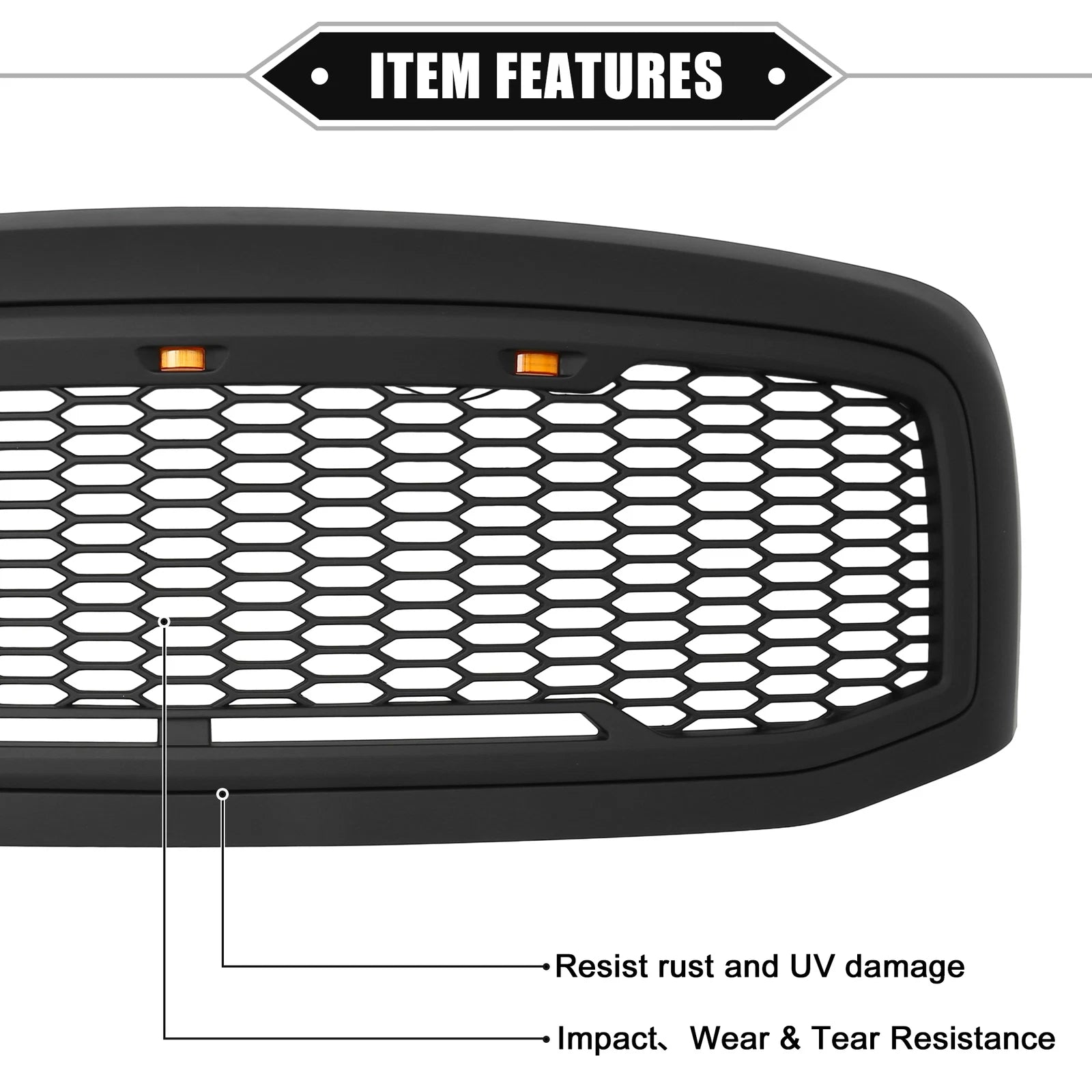 Front Grille Assembly with LED Lights for Dodge Ram 3500