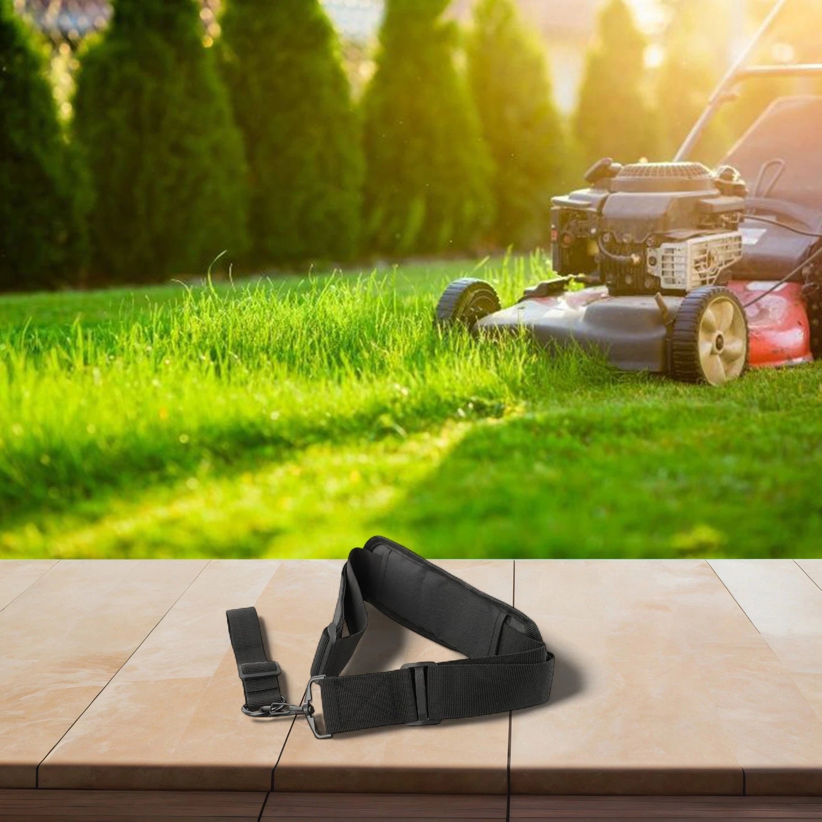 Padded Trimmer Shoulder Strap for Lawn Care Applications