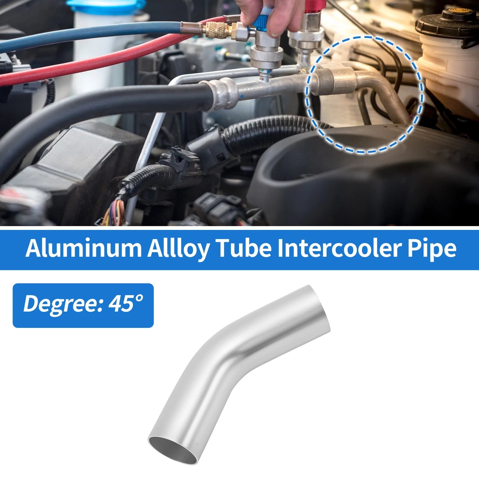 2.01" OD 45° Intercooler Pipe for - Brushed Silver Tone