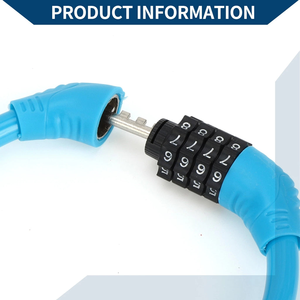 Bicycle Lock Ring Anti-Theft 4-Digit Resettable Mini Lock Blue