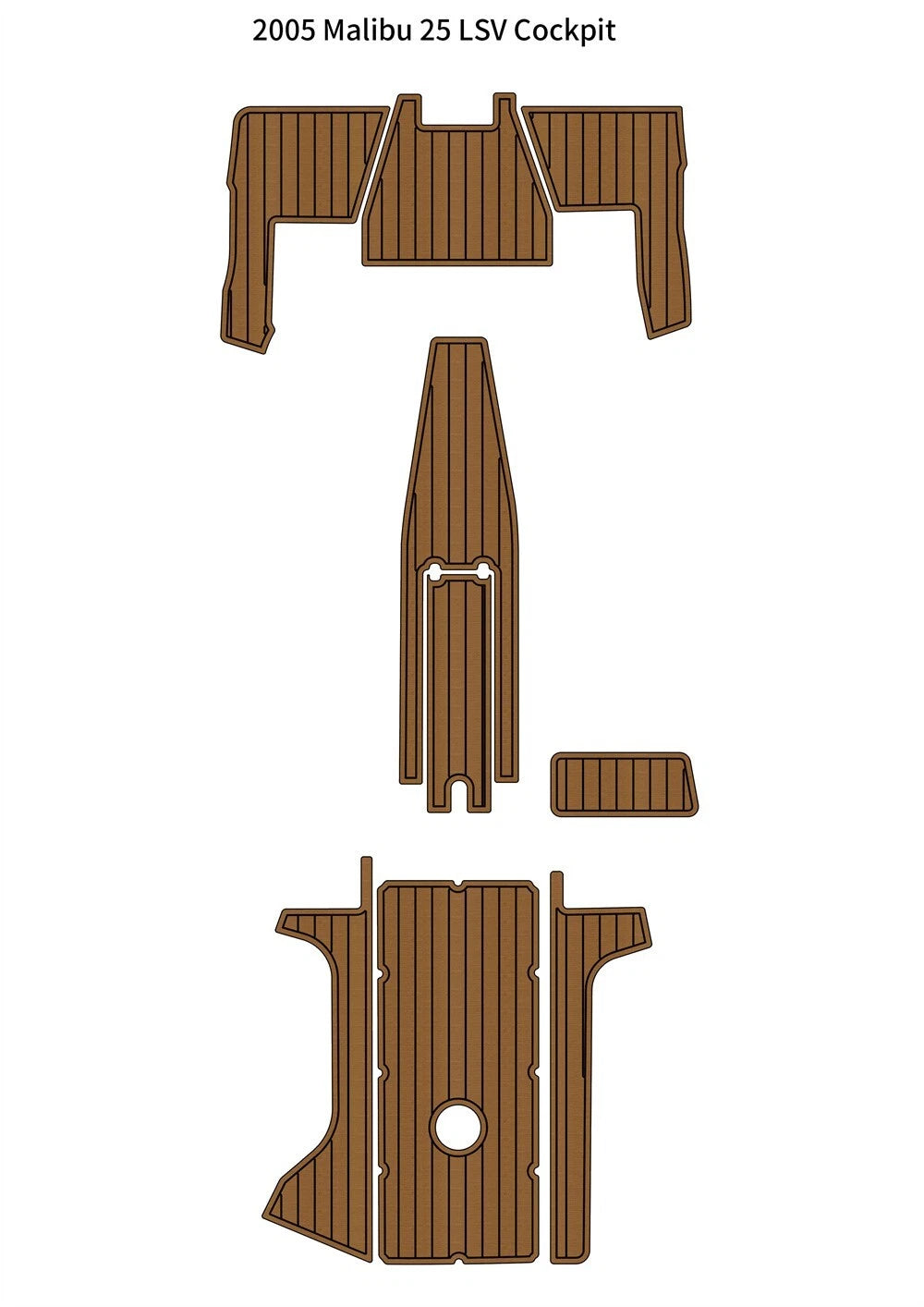 EVA Foam Cockpit Pads for Malibu 25 LSV (2005) - Faux Teak Deck Mat