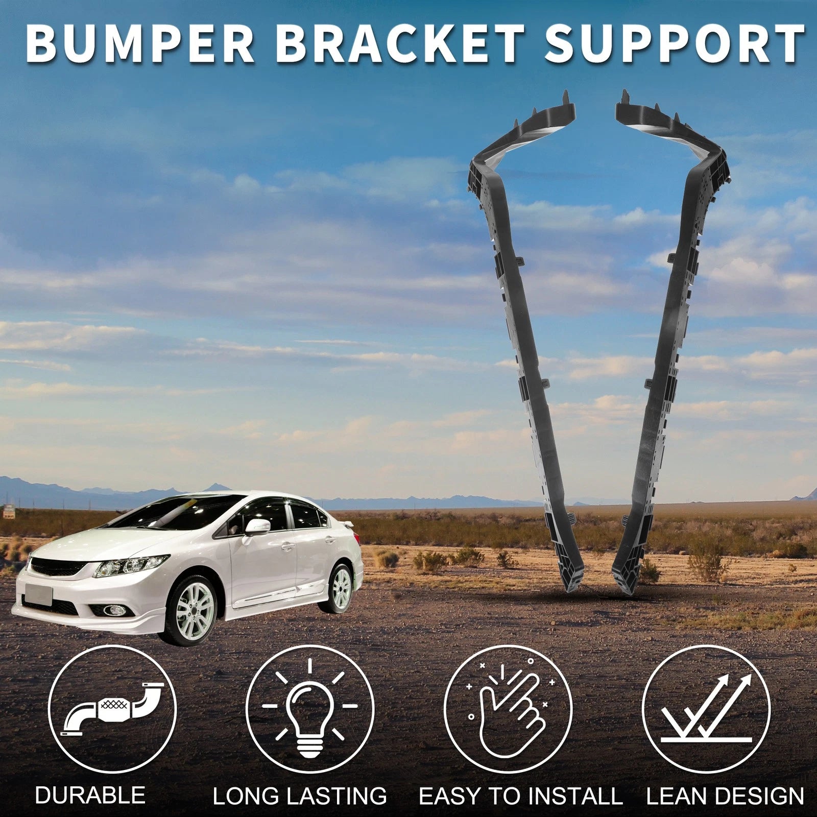 Rear Bumper Retainer Brackets Pair Replacement for Honda Civic (2016–2021)