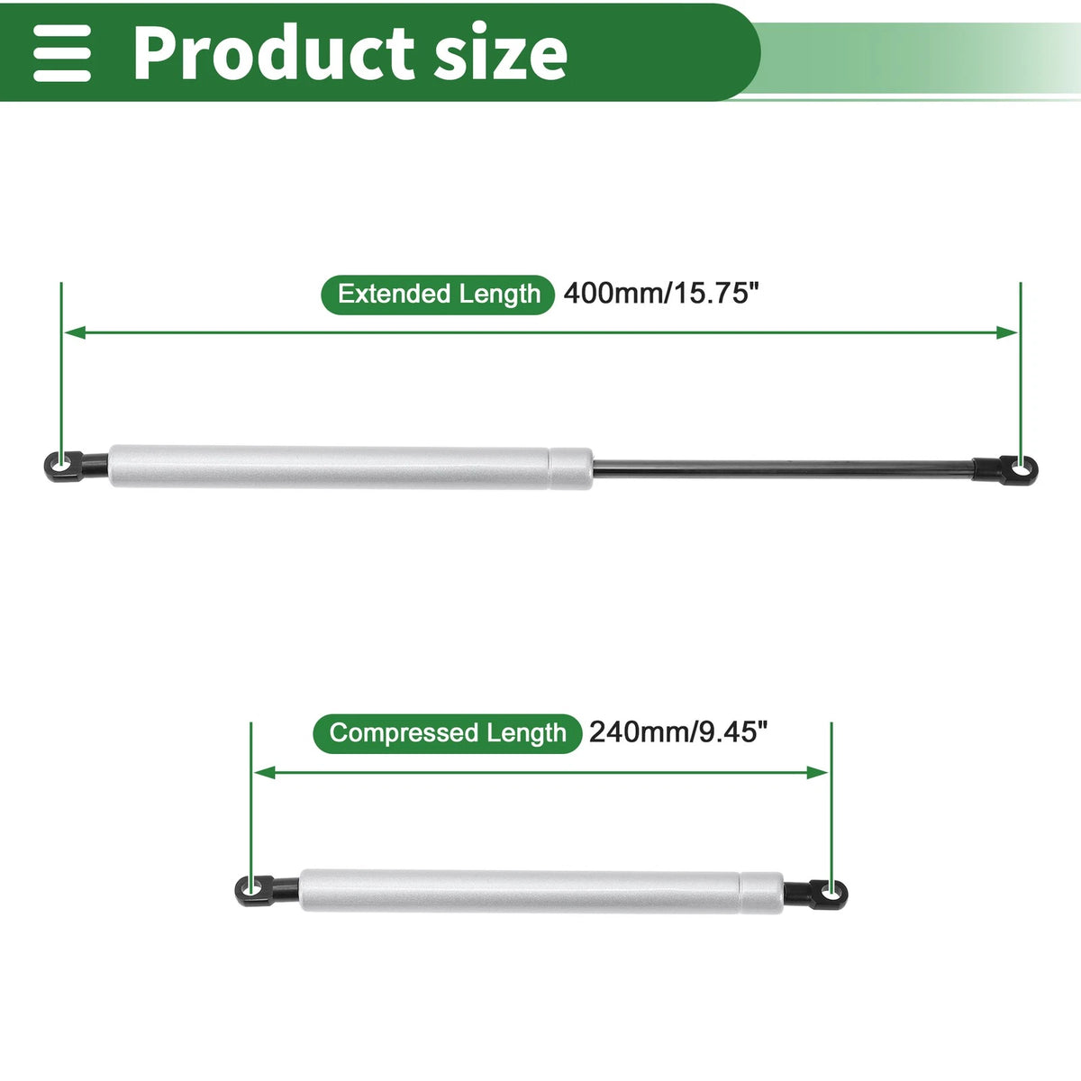 Set of 2 Gas Struts 500N for Universal Applications (15.75")