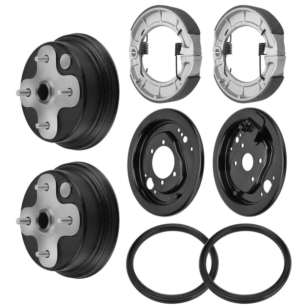 2X Front Brake Drum Hub Plate Cover Shoes Kit for Yamaha Timberwolf 250 (1992–1998)
