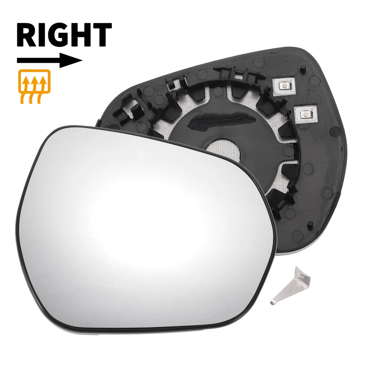 Right Side White Heated Convex Mirror Glass for Ford Fiesta (2017–2023)