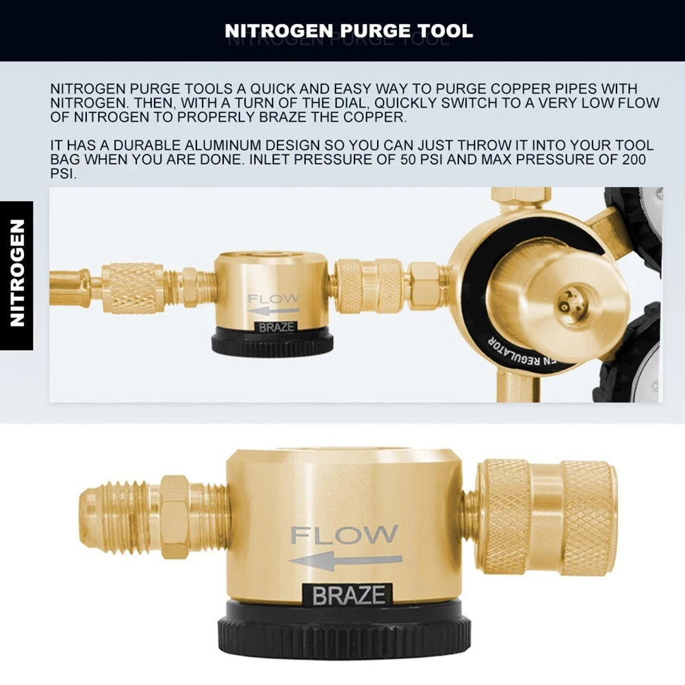Nitrogen Regulator for - Yellow, Metal, 1/4 Hose Interface