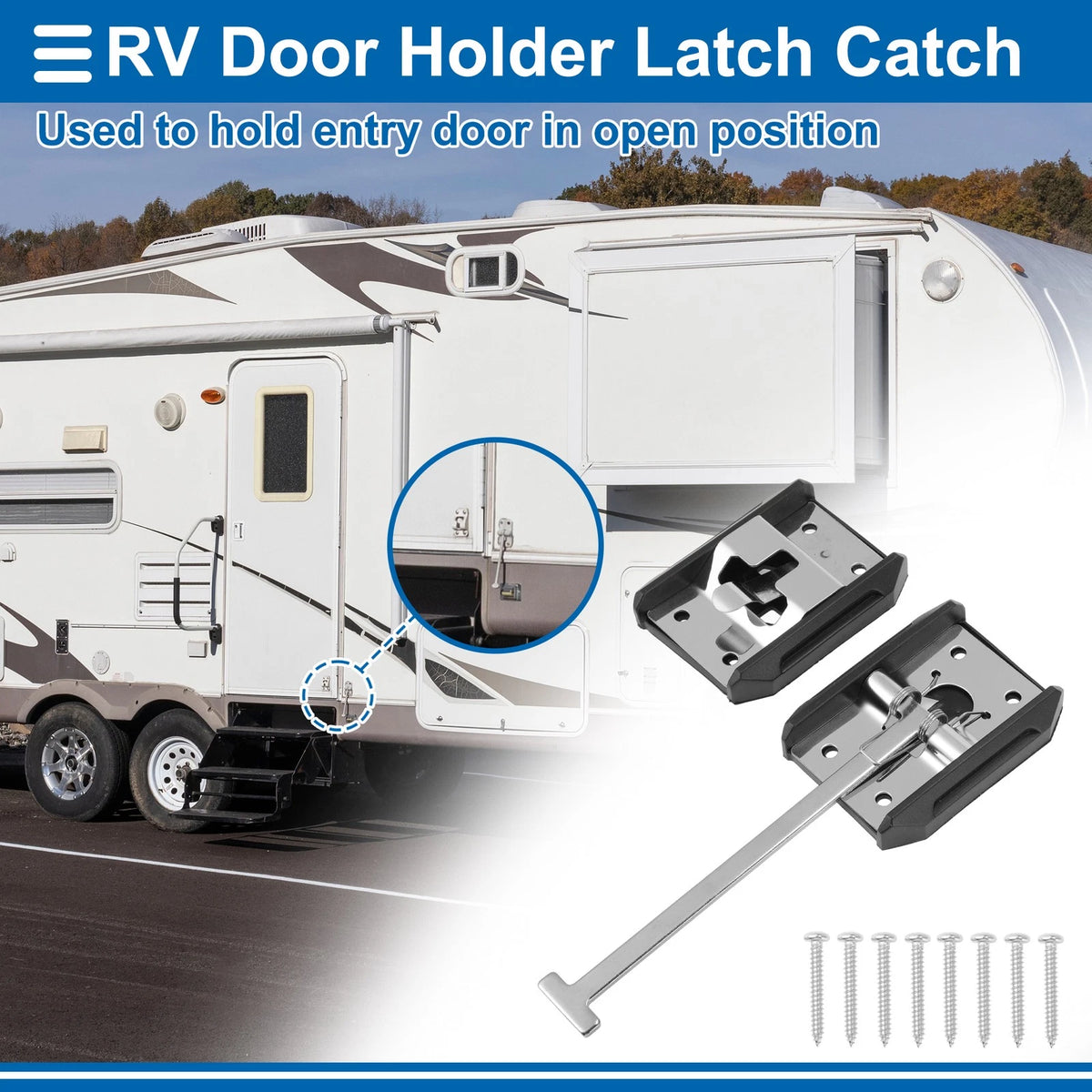 RV Door Holder Latch Catch 6 Inch Trailer Door Stainless Steel 2 Pack (2 pcs)