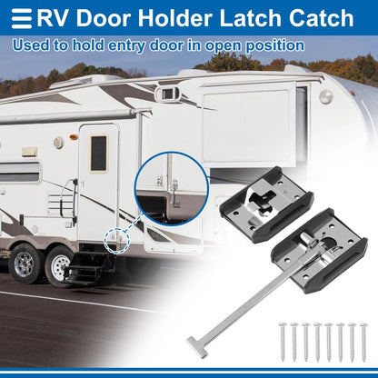 RV Door Holder Latch Catch 6 Inch Trailer Door Stainless Steel 2 Pack (2 pcs)