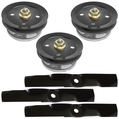 Deck Spindle Pulley Blade Kit for John Deere GT242 GT262 GT275 LX186 LX188 (48")