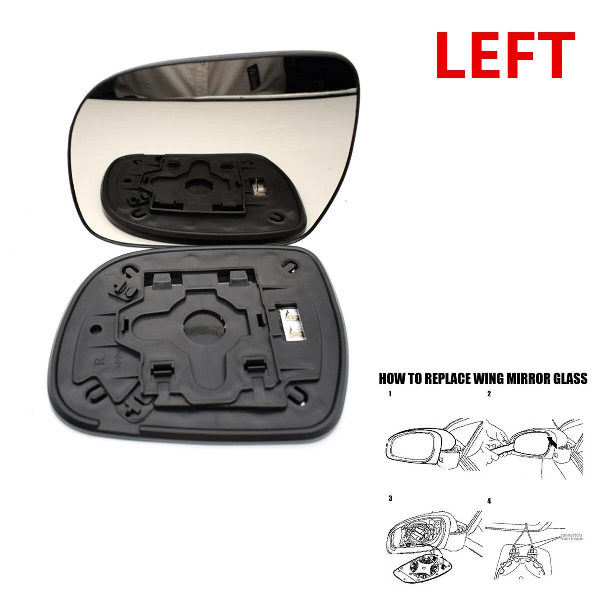 Heated Left Driver Side Mirror Glass for Toyota Hilux (2005–2010) 879610K050