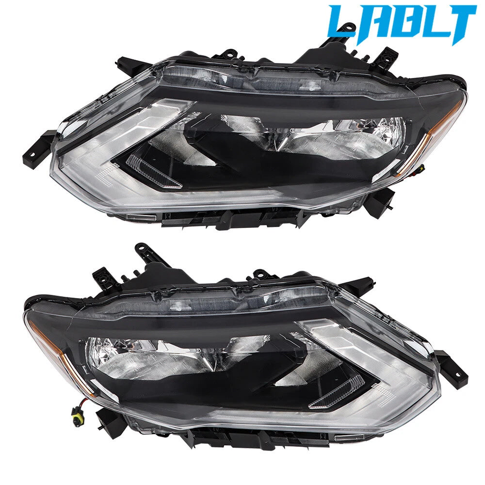 LABLT Pair Headlights for Nissan Rogue (2017–2019) - Clear Halogen