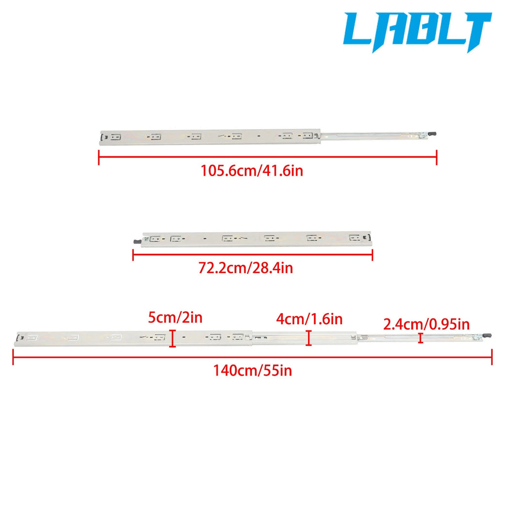 1 Pair Heavy Duty Drawer Slides 28" for Universal Applications (150 lbs)