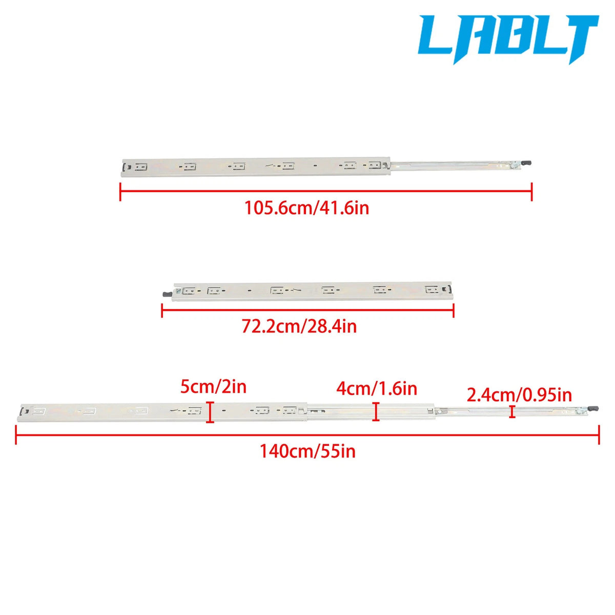 1 Pair Heavy Duty Drawer Slides 28" for Universal Applications (150 lbs)