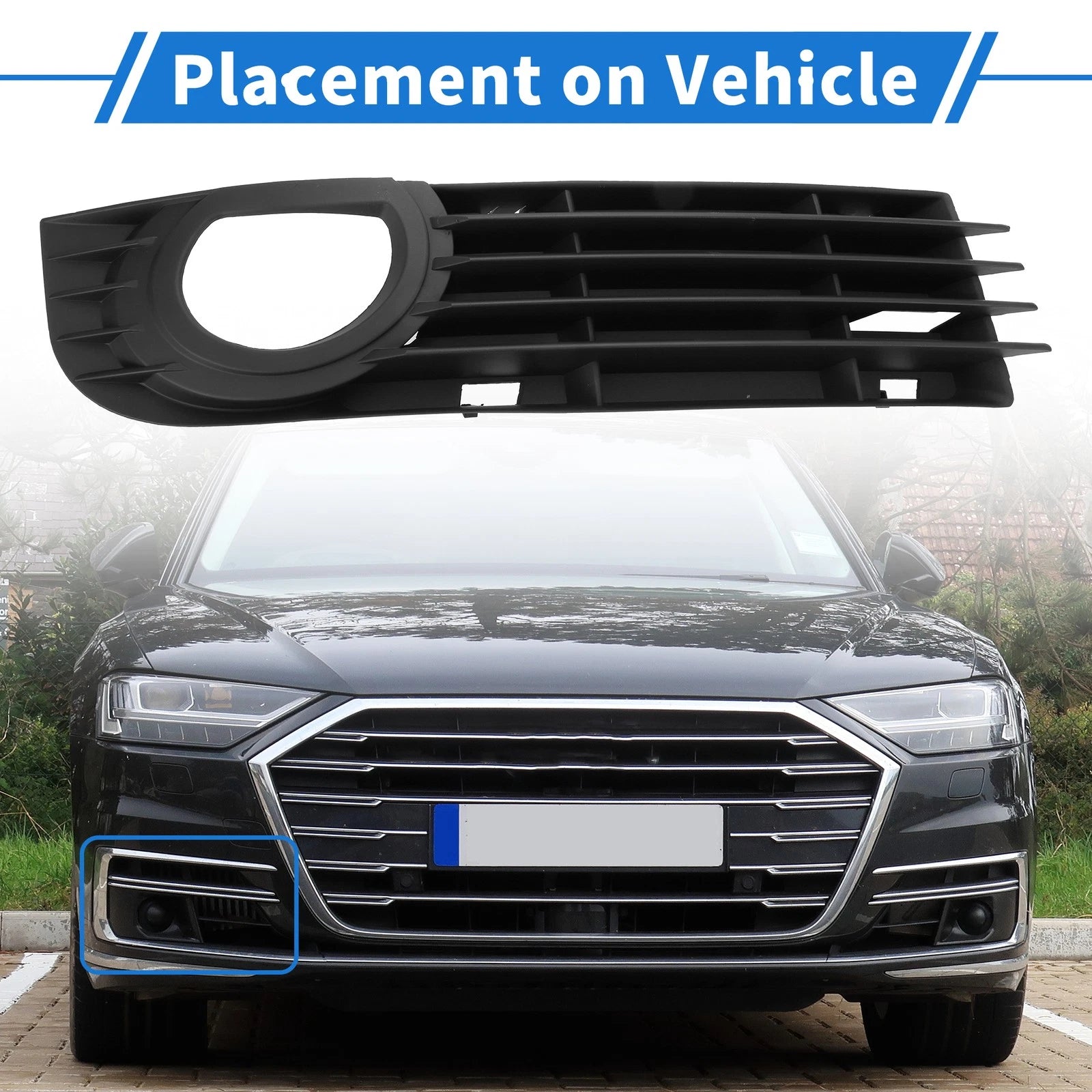 1pc Front Right Fog Light Grill Replacement for Audi A8 D3 (2005–2007)