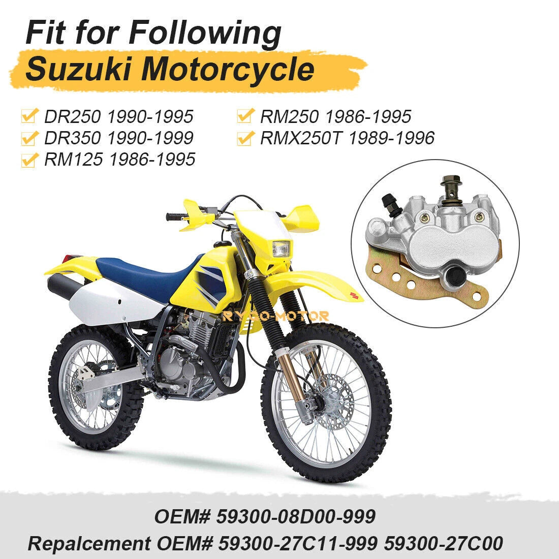 Front Brake Caliper with Pads for Suzuki RM125 RM250 RMX250T (1986–1996)