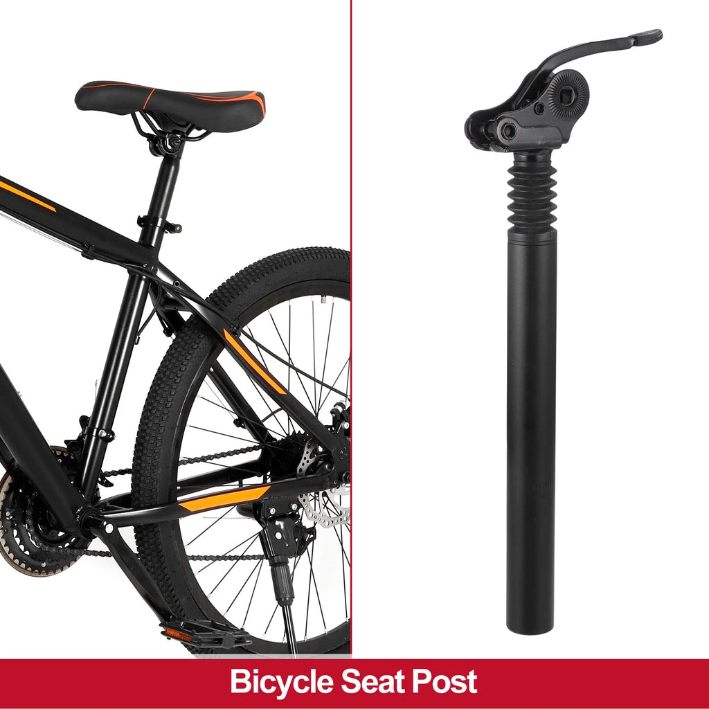 Adjustable Seat Post Aluminum for MTB Bicycle 31.8x350mm Black (1-Piece)