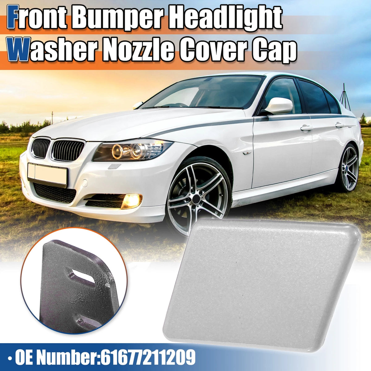 Left Side Front Bumper Washer Nozzle Cover for BMW E90 E91 (2006–2012)
