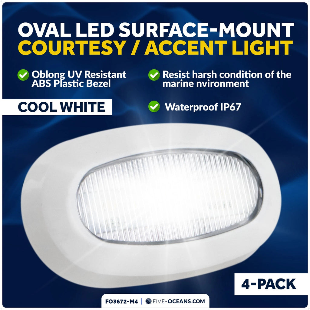 4X Oblong LED Courtesy Lights for Boat Interior