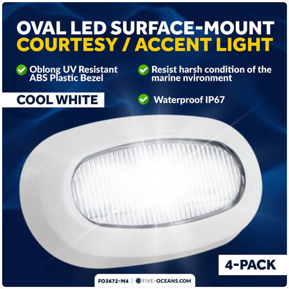 4X Oblong LED Courtesy Lights for Boat Interior