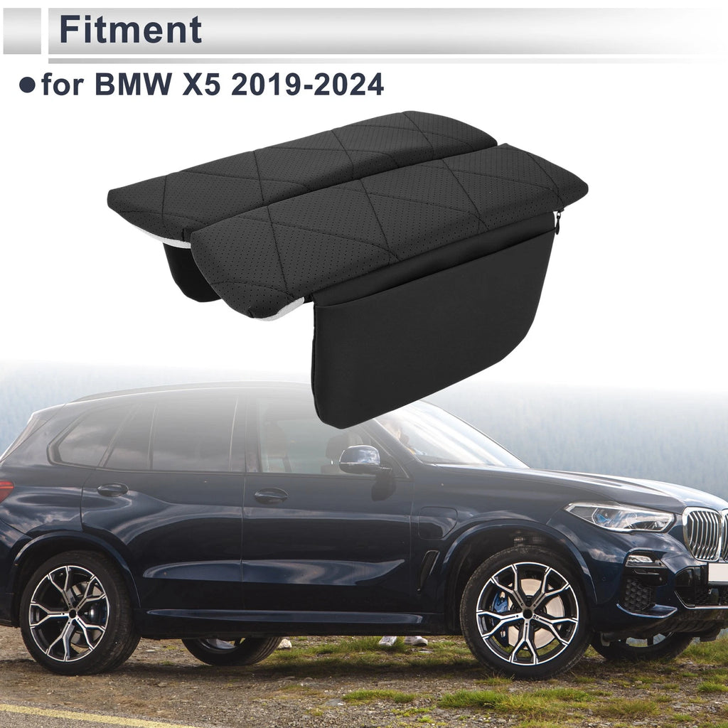 Car Center Console Cover with Storage Bag for BMW X5 (2019–2024) Black