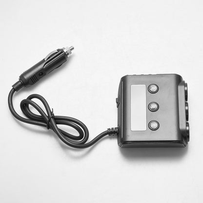 3-Way Car Cigarette Lighter Splitter with 5V/3.4A USB and Red LED