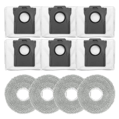 Set of 4 Mop Cloths & 6 Dust Bags for Cecotec Conga X70 (2018–2023)