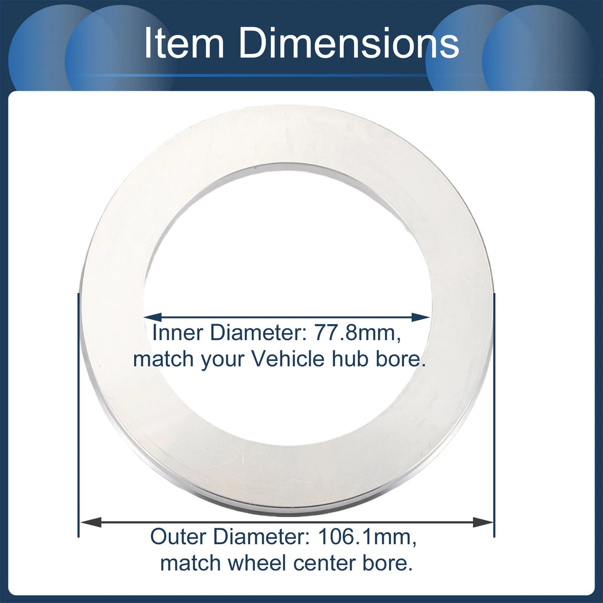 Set of 4 Hub Centric Rings for Universal Fit (106.1mm OD, 77.8mm ID)