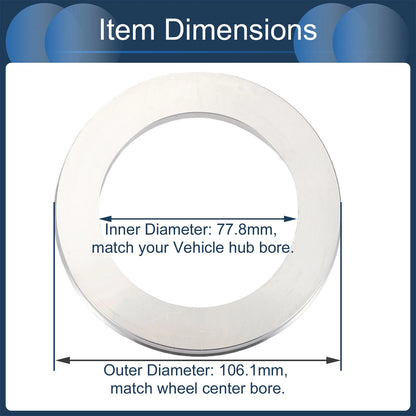 Set of 4 Hub Centric Rings for Universal Fit (106.1mm OD, 77.8mm ID)