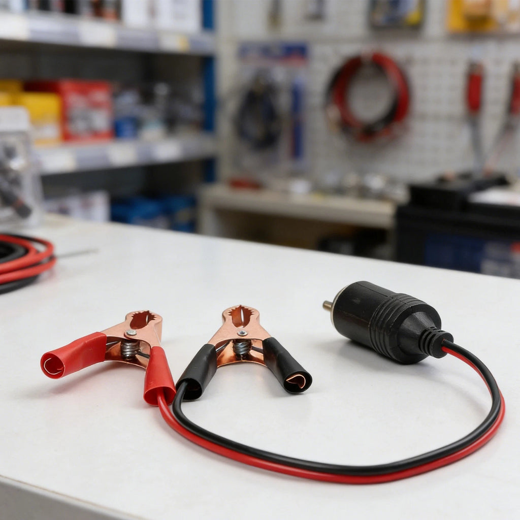 12V 50A Battery Clamp Adapter with Female Socket Connector for Vehicles