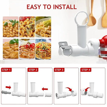 6 in 1 Pasta Maker for Stand Mixer with Spaghetti & Macaroni Dies